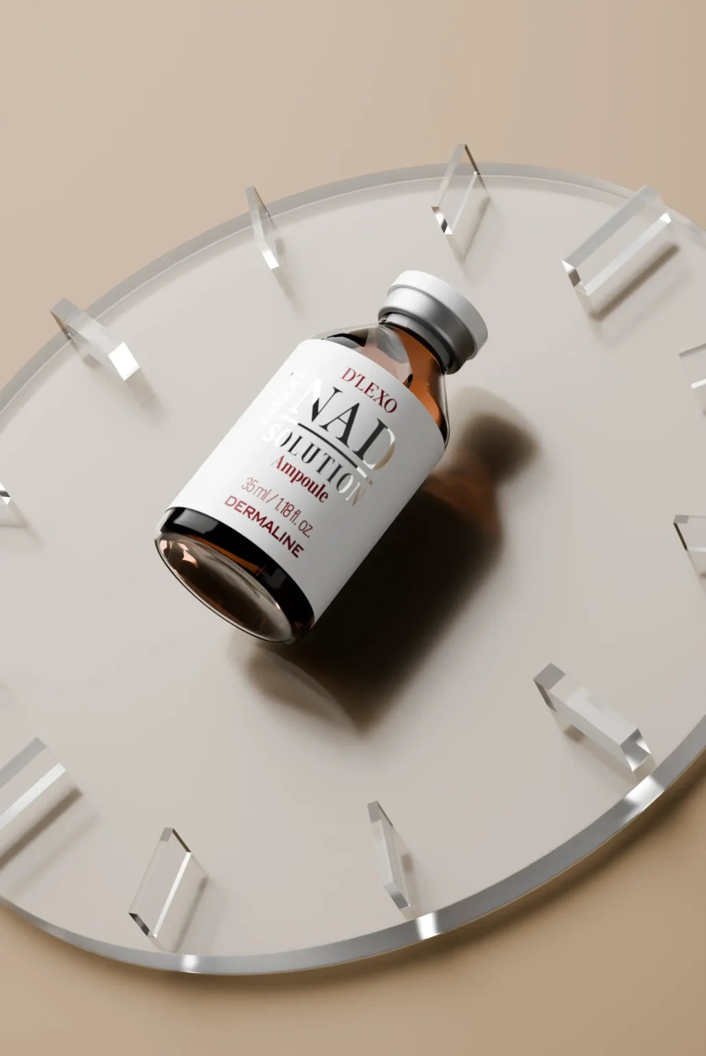 DERMALINE D’LEXO NAD Power Solution Ampoule Energizuojanti, skaistinanti ampulė su NAD, niacinamidu, 6 pažangiu peptidų kompleksu ir 7 hialuronų formų kompleksu, 35ml