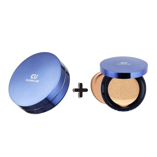 CUSKIN inovatyvus cushion makiažo pagrindas su keičiamu užpildu SPF50+ PA+++, 15g + 15g