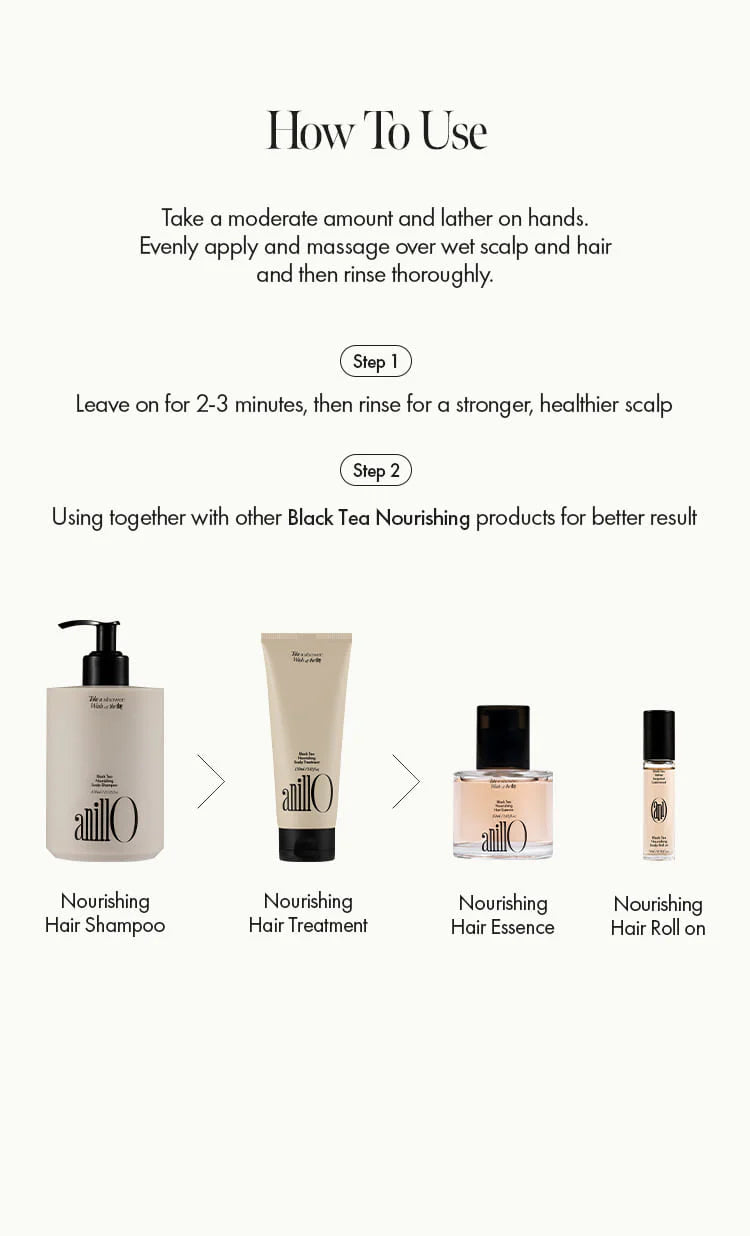AnillO Black Tea Nourishing Scalp Shampoo – maitinantis šampūnas, 450ml