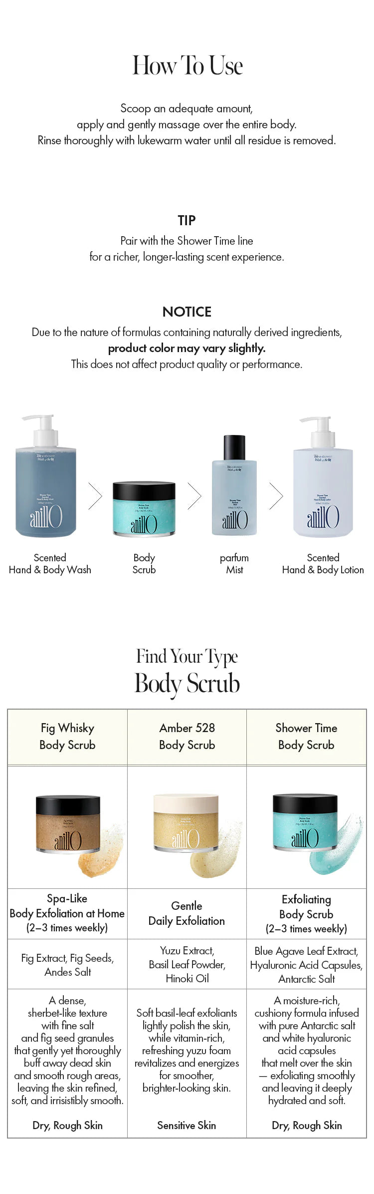 AnillO Shower Time Body Scrub – kūno šveitiklis, 210g