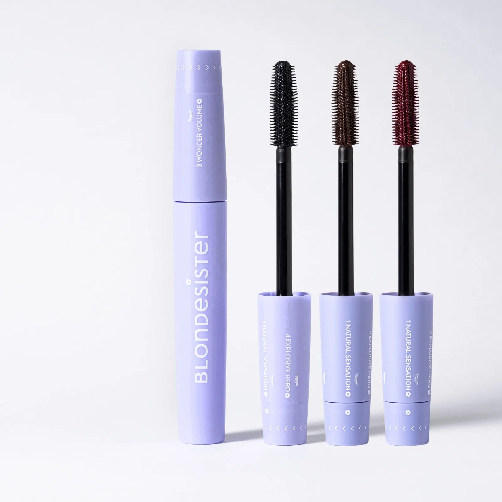 BLONDESISTER blakstienų tušas "4 in 1 Click&Turn",  Berry Bloom - burgundiškas, 12ml