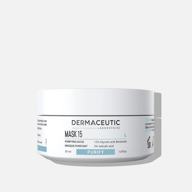DERMACEUTIC MASK 15, šveičiamoji odos riebumą reguliuojanti kaukė, 30ml ATNAUJINTAS KIEKIS