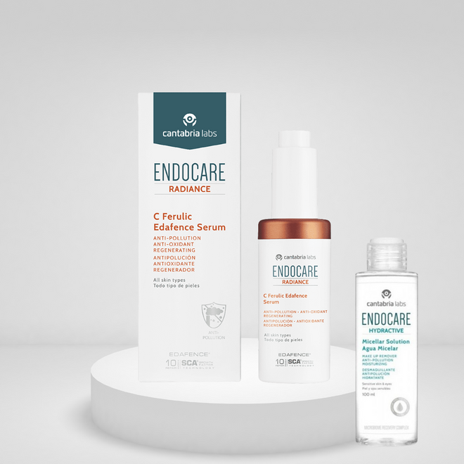 ENDOCARE RADIANCE C FERULIC EDAFENCE® SERUMAS + DOVANA ENDOCARE MICELINIS VANDUO