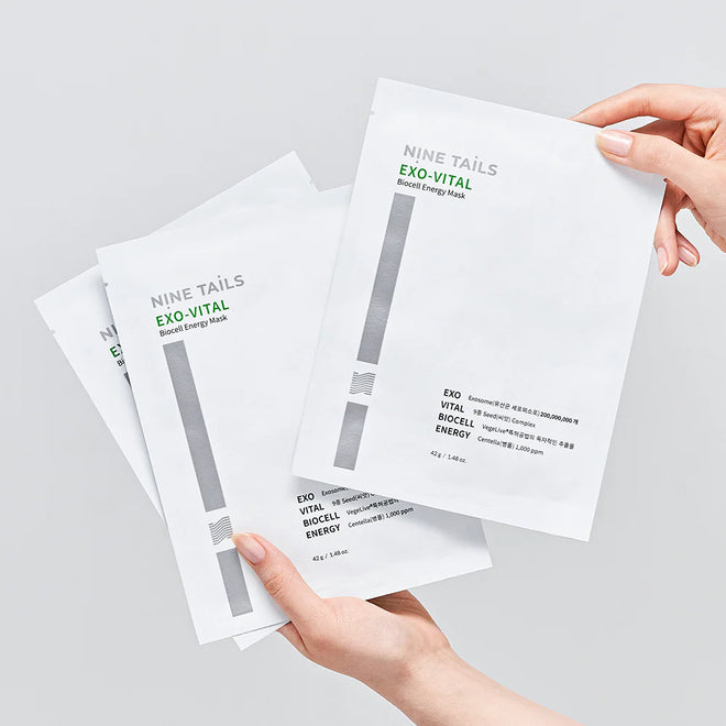 NINE TAILS EXO-VITAL intensyviai liftinguojanti drėkinamoji lakštinė veido ir kaklo kaukė, 5vnt