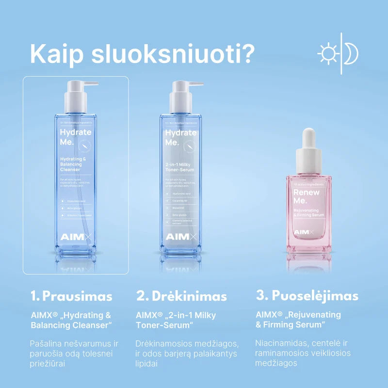 AIMX „Hydrating & Balancing Cleanser“ Drėkinantis ir odos balansą palaikantis veido prausiklis, 195ml