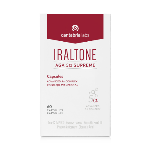 CANTABRIA LABS IRALTONE AGA 5-ALFA SUPREME KAPSULĖS, SVEIKŲ PLAUKŲ PALAIKYMUI, 60 kapsulių
