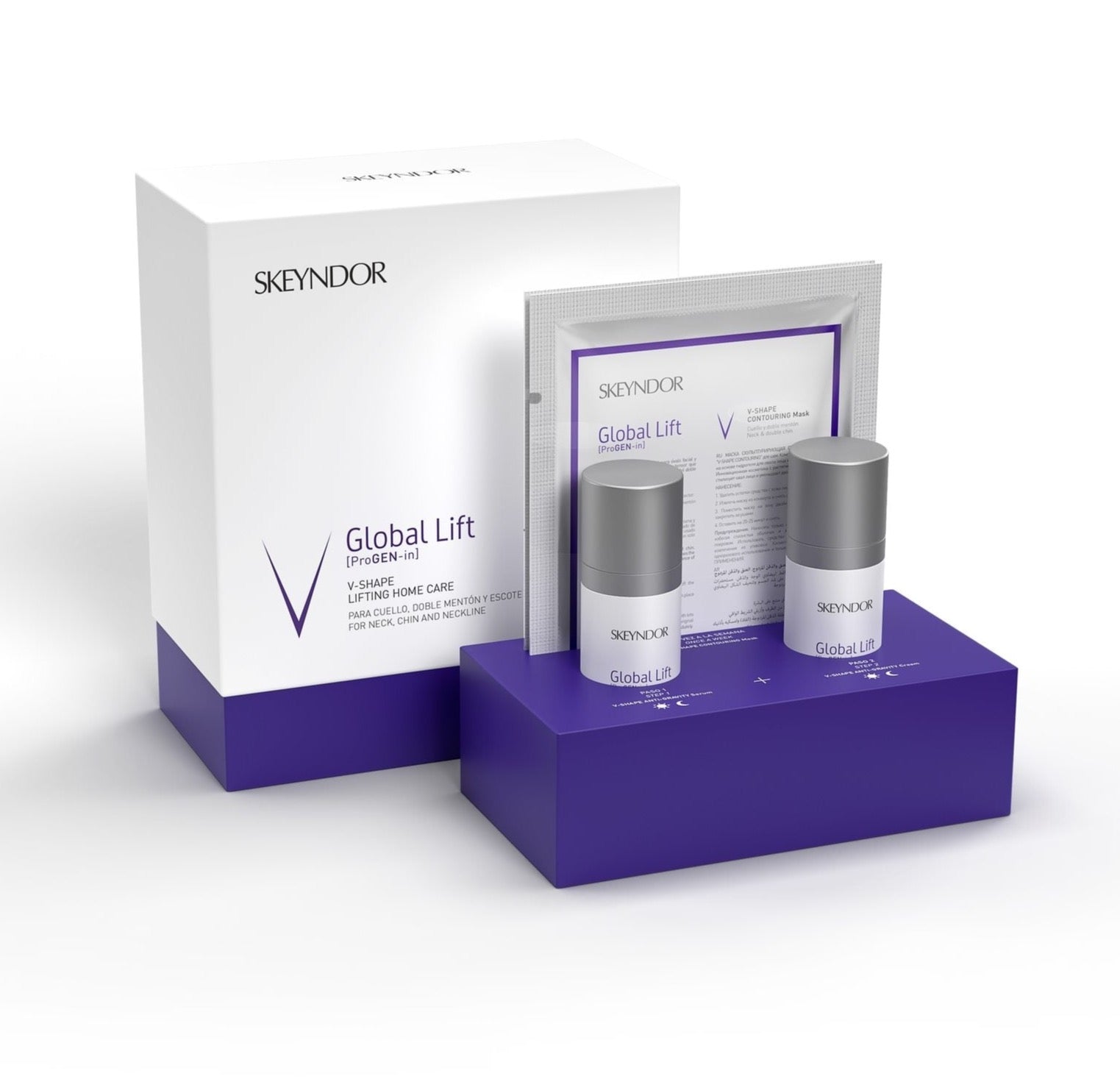SKEYNDOR Global Lift V-SHAPE RINKINYS, dekoltė, veido ovalo, dvigubo pagurklio, kaklo stangrinimui